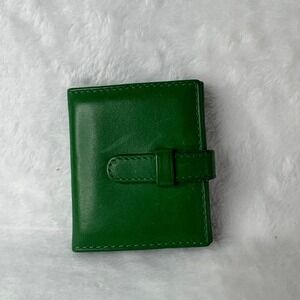 Vintage COACH Trifold ID Organizer Kelly Green Leather Tab Loop Closure 3.5"